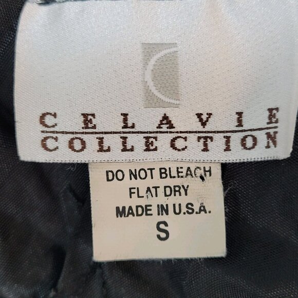 Celavie Collection Black Chiffon Rhinestone Maxi Dress USA Made Size Small S - Picture 3 of 14